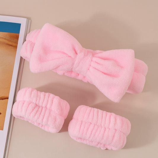 Set de Cintillo para Skincare Rosado, set de skincare, accesorios cintillo, ideal para rutinas de cuidado facial y skincare