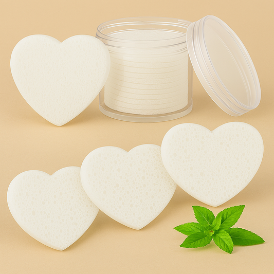 Esponjas Faciales de Corazón Blanca, esponja facial de skincare, accesorios esponja facial, ideal para rutinas de cuidado facial y skincare