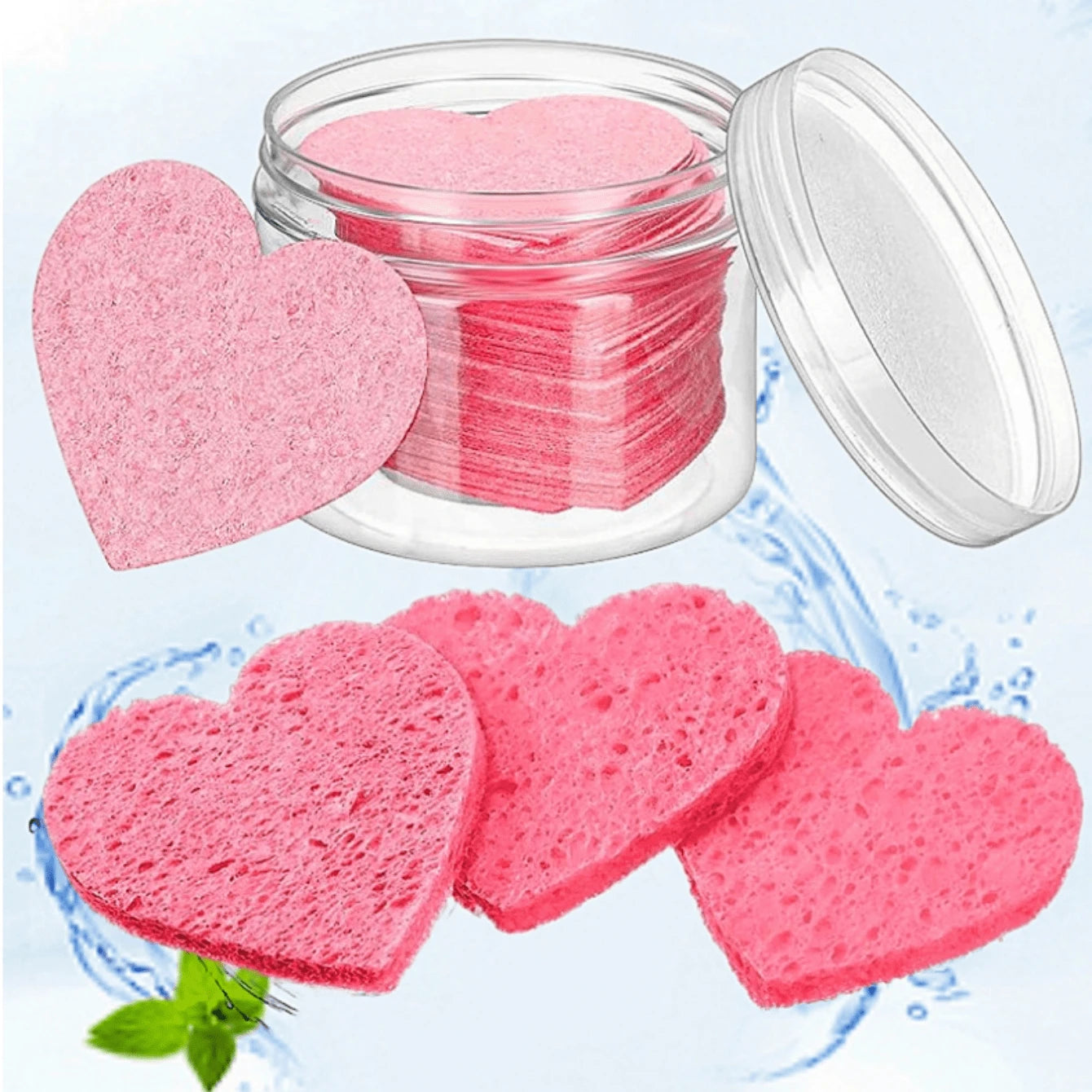 Esponjas Faciales de Corazón Rosa