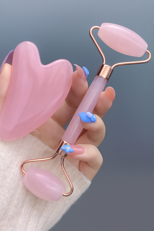 Roller de jade facial rosado, roller de skincare, skincare roller jade, ideal para rutinas de cuidado facial y skincare