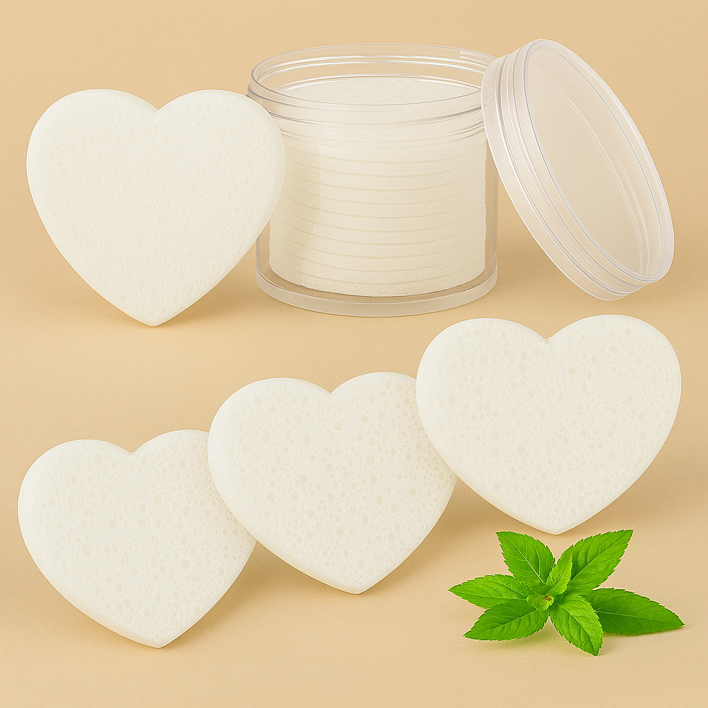 Esponjas Faciales de Corazón Blanca, esponja facial de skincare, accesorios esponja facial, ideal para rutinas de cuidado facial y skincare